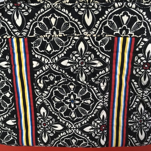 Vera Bradley Small Vera Tote Bag in Barcelona Print Fabric Black/White/Multi - Picture 2 of 10